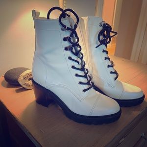 Marc Fisher Combat Boot- White